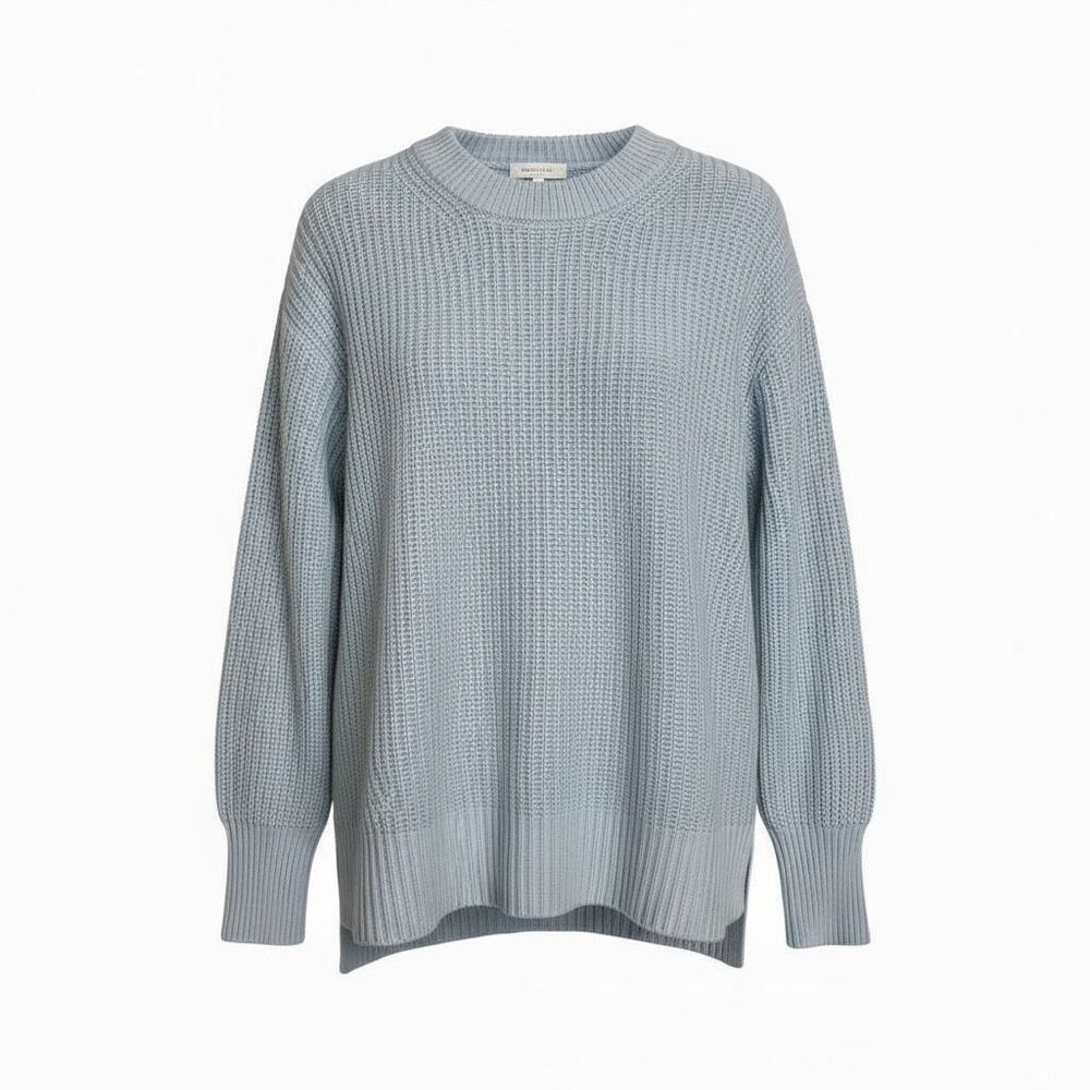 SO Ribbed Knit Crew Neck Long Sleeve Pullover Sweater Light Blue Medium